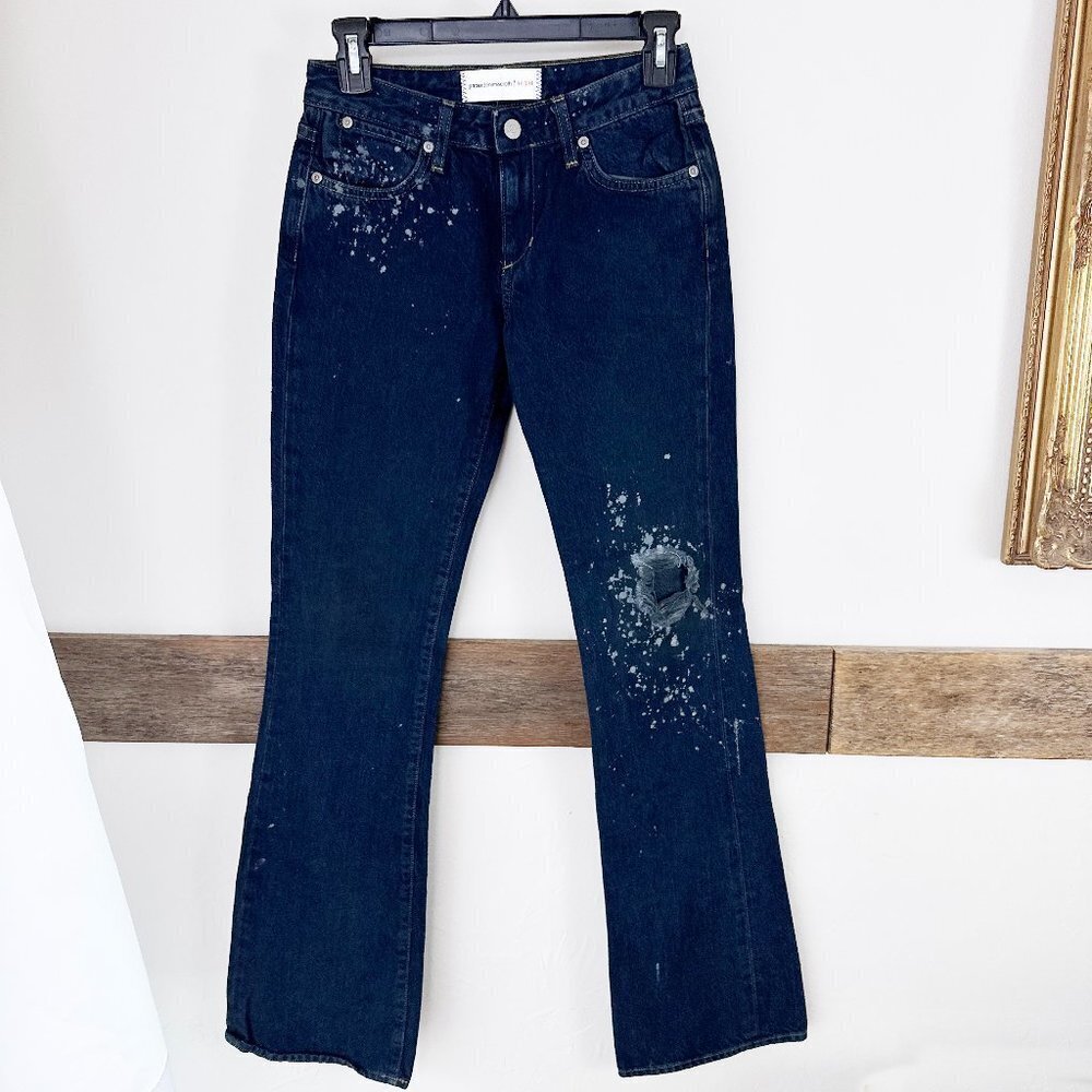 NEW Paper‎ Denim & Cloth Jeans Spattered Artistic design Distressed Sz 25